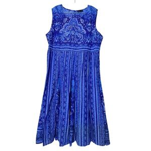 Phool Women's Blue Multi Paisley Print Sleeveless Midi Dress XL